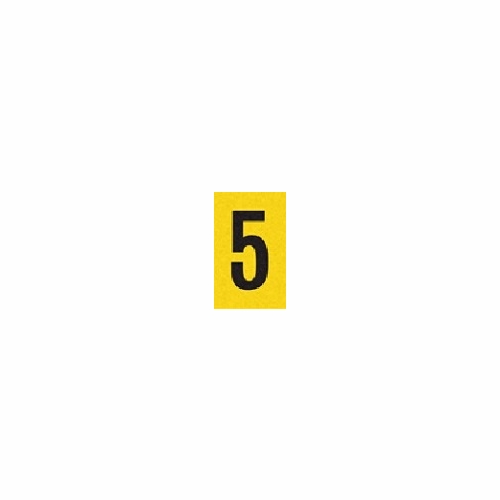 5 REFLECTIVE NUMBER 1 inch x 1.5 inch BLACK ON YELLOW PACK OF 25