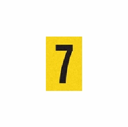 7 REFLECTIVE NUMBER 1 inch x 1.5 inch BLACK ON YELLOW PACK OF 25