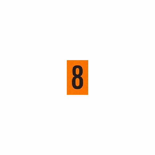 8 Black On Orange Number 1 Inch  X 1.5 Inch   Pack Of 25
