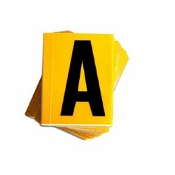 A REFLECTIVE LETTER, 1 inch X1.5 inch BLACK ON YELLOW PACK OF 25