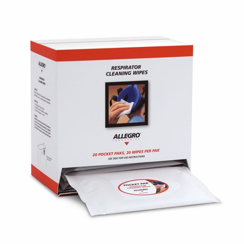 Allegro 1001-20PPD Alcohol Respirator Cleaning Wipes, Pocket Pak Dispenser Box (20 Wipes/Pak, 20 Pak