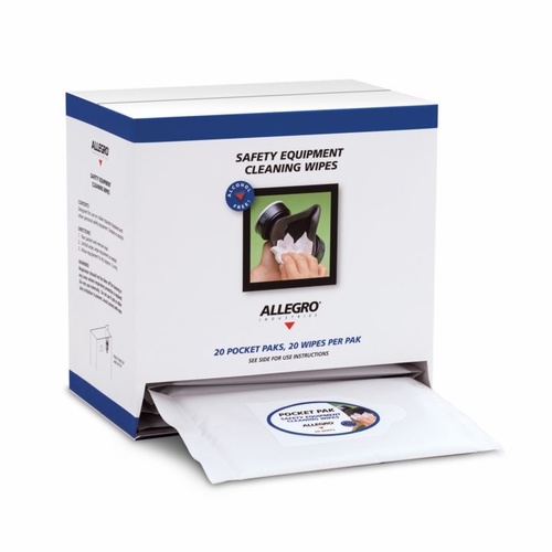 Allegro 3001-20PPD Alcohol-Free Respirator Cleaning Wipes, Pocket Pak Dispenser Box (20 Wipes/Pak, 2