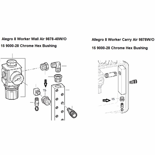 Allegro 9000-28 Chrome Hex Bushing
