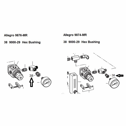 Allegro 9000-29 Hex Bushing Used With The 9876-Mr, 9874-Mr