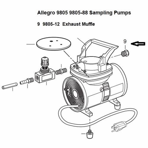 Allegro 9805-12 Exhaust Muffler for Sampling Pump 9805 9805-88