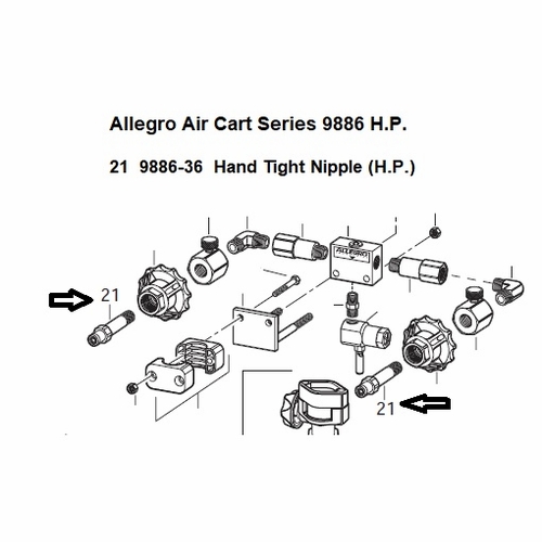 Allegro 9886-36 Hand Tight Nipple (HP) for Air Cart H.P. 9886