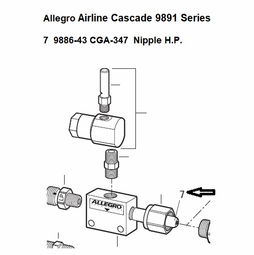 Allegro 9886-43 Nipple (HP) for 9891 Airline Cascade