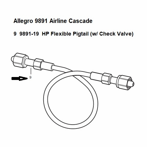 Allegro 9891-19 Pigtail w/ Check Valve, Flexible, High Pressure for 9891 Airline Cascade