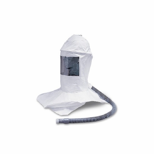 Allegro 9909-CVSD Deluxe Tyvek Double Bib Hard Hat Hood w/ Suspension, Flow Control Valve and Hansen