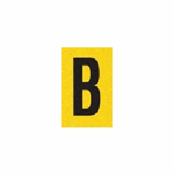 B REFLECTIVE LETTER, 1 inch X1.5 inch BLACK ON YELLOW PACK OF 25