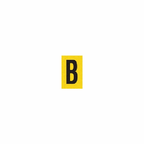 B REFLECTIVE LETTER, 1 inch X1.5 inch BLACK ON YELLOW PACK OF 25