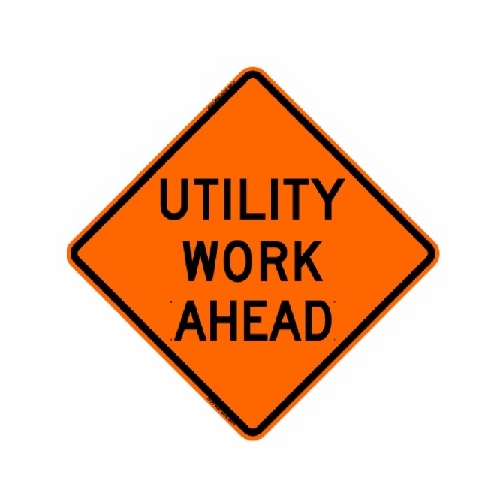 Bone 48 Inch   Inch Utility Work Ahead Inch   Premium Mesh Sign