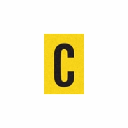 C REFLECTIVE LETTER, 1 inch X1.5 inch BLACK ON YELLOW PACK OF 25