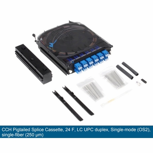 Corning Cch-Cs24-A9-P00Re Cch Pigtailed Splice Cassette 24F, Lcupc Duples Sm 250 Um