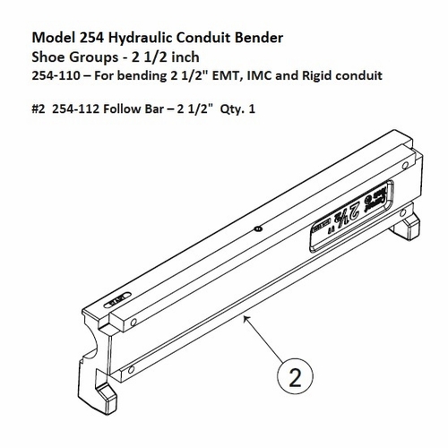 Current Tools 254-112 Follow Bar For 2 1/2 Inch  Emt / Imc / Rigid Conduit Upc