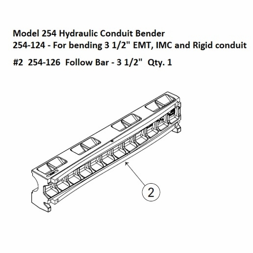 Current Tools 254-126 Follow Bar for 3 1/2 inch EMT / IMC / Rigid Conduit