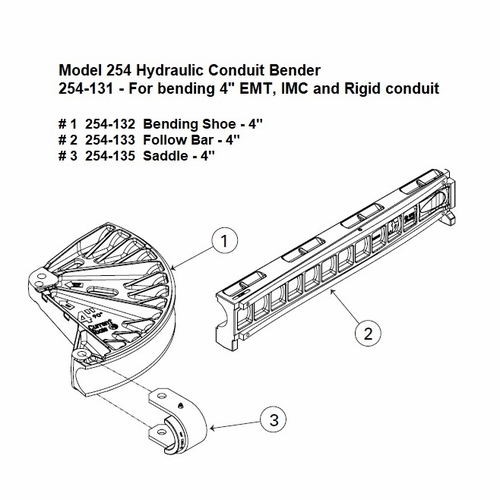 Current Tools 254-131 4 inch Shoe Group for number 254 Hydraulic Bender