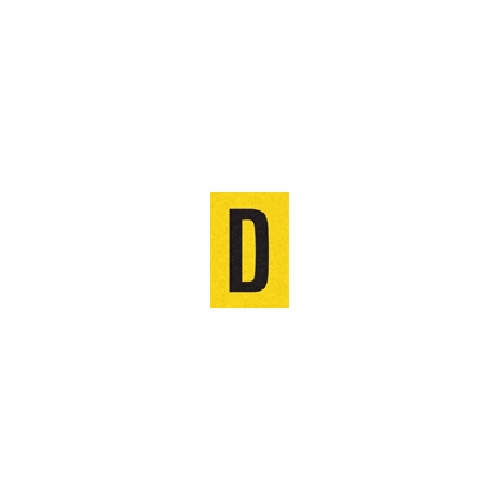 D  Reflective Letter 1 Inch X1.5 Inch  Black On Yellow Pack Of 25 Pt-Rd-Y-D-Blk/Ylw