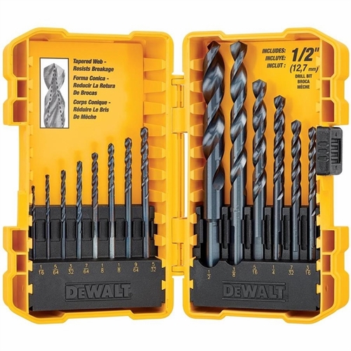DEWALT DWA1184 14-PACK BLACK OXIDE TWIST DRILL BIT SET WOOD/METAL