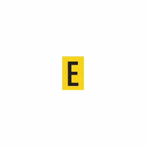 E REFLECTIVE LETTER 1 inch X1.5 inch BLACK ON YELLOW PACK OF 25 PT-RD-Y-E-BLK/YLW