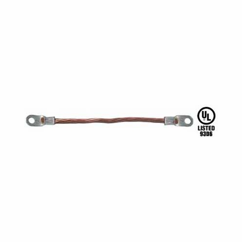Emc Em3411  Number 6 Awg Flexible 11 Inch Long Stranded Ground Strap  With Ring Terminals On Both En
