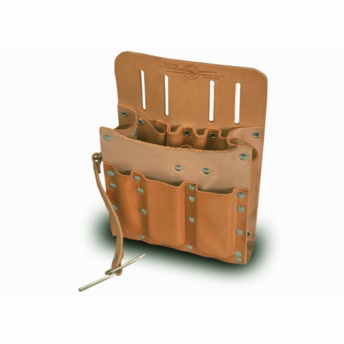 ESTEX 1158 Leather Tool Pouch 10 Pkts Tape Thong 7 inches Lx10 inches Hx2 inches W 12.7 oz.