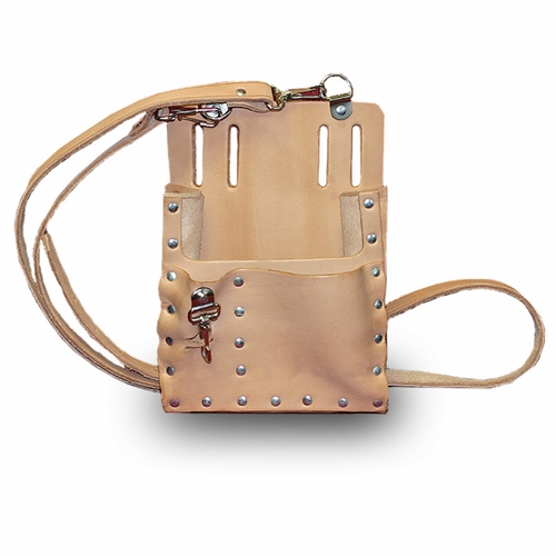 Estex 1161 Leather Pouch 4 Pkts W/Shoulder Strap 7 Inches Lx10 Inches Hx2 Inches W 13.3 Oz.