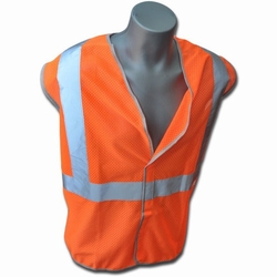 Estex 1615-2O-Rt-5X Vest, Class 2, Orange, Non-Fr Polyester Mesh, Velcro Closure Refl Silver Tape