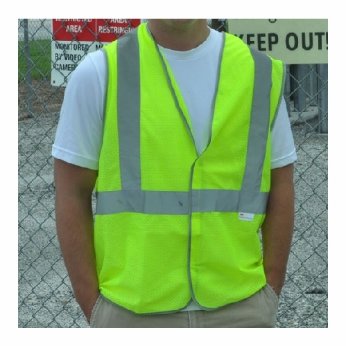 Estex 1615-2Yeco-3X Vest, Class 2, Yellow Non-Fr Mesh, 3M Reflective Silver Tape, 3X-Large