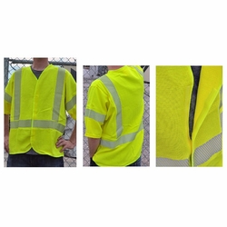 Estex 1616Lfr3Sy Class 3 Fr  Woven Summer Vest T Shirt Sleeve Hook & Loop Closure Silver Laurus Fr R