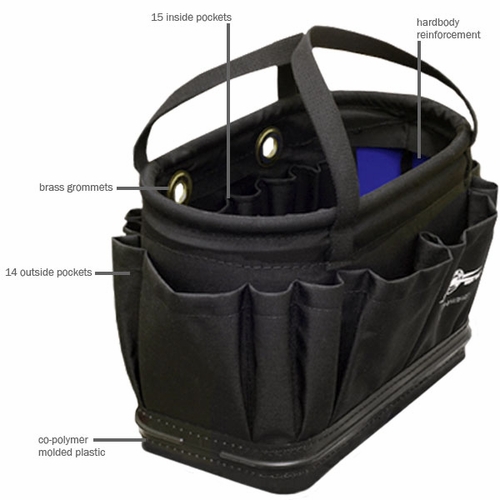 ESTEX 181514HBHQ2 Oval Tool Bucket w/OS & IS Pockets Plus Hard Body 3 lbs. 4 oz.