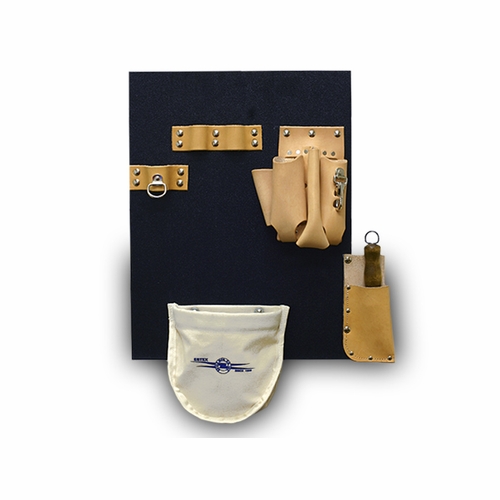 Estex 1829-Bl-4 Aerial Tool Board With Wide Lip, Made W/4-Pkt Leather Pouch, Canvas P 5 Lbs. 10 Oz.