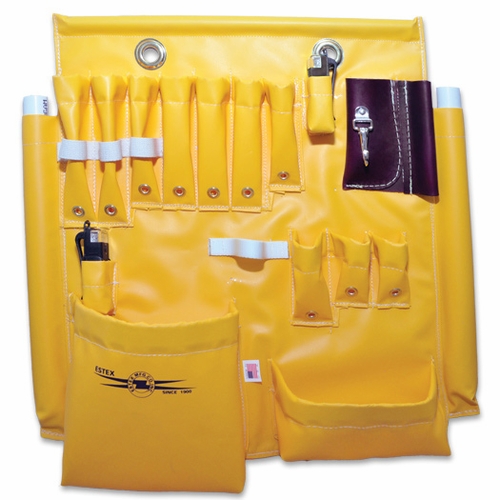 Estex 1829-DP-LED Aerial Tool Apron, Yellow Vinyl, w/2 LED Lights 23 inch L x 4 inch W x 21 inch H