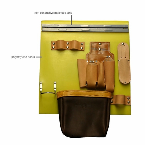 Estex 1P-1829-BL-5MAG Aerial Tool Board, w/4-Pkt Leather Pouch, Leather Pouch, Magnetic Strip non-co