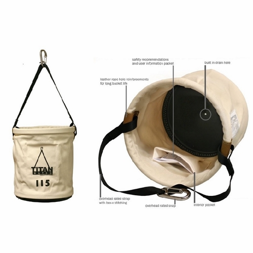 Estex 2075-1215 Tool Bucket - 12 Inch  X 15 Inch  Canvas, Load Rated 115 Lbs. Web Handle W/Snap