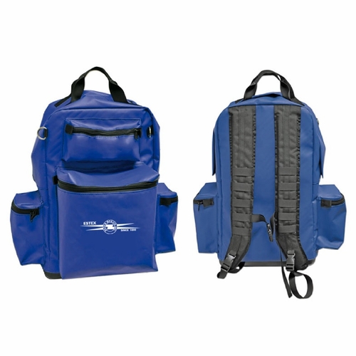 Estex 2138-Fr700 Backpack, 22 Oz Blue Vinyl, Zipper Closure Pockets, Padded Back Panel