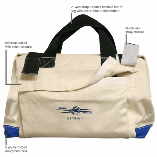 ESTEX 2160 Tool Bag 22 inch w/ number 4 Canvas, 2 Outside Pockets 5 lbs. 3 oz.