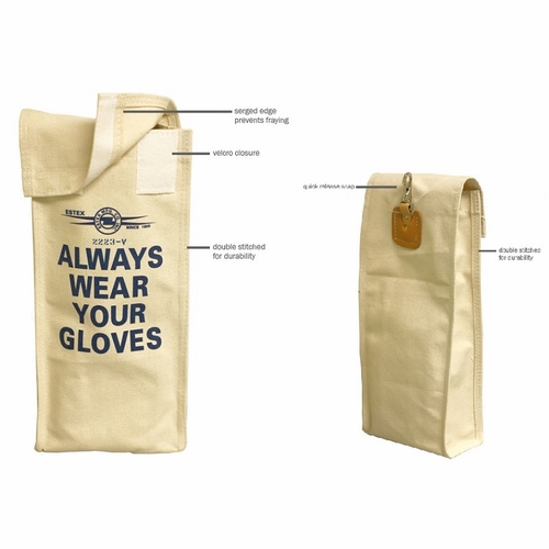 Estex 2223-V Glove Bag, Canvas, Hook And Loop Closure, 18 Inch  X 8 Inch  X 4 Inch