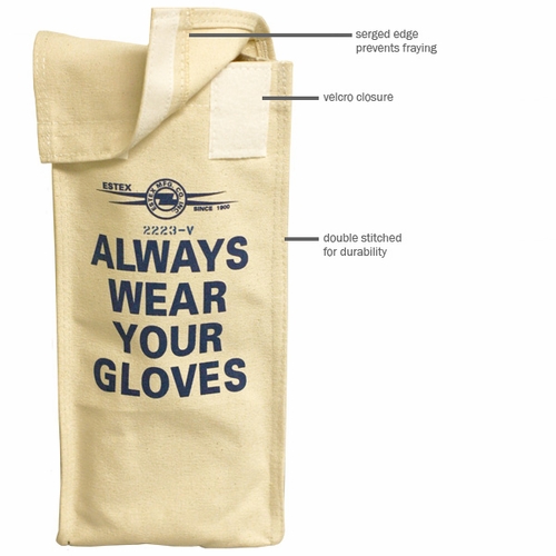 Estex 2253-V Glove Bag, Canvas, H/Loop Closure, Pleated Goggle Pocket, 18 Inch  X 8 Inch  X 4 Inch