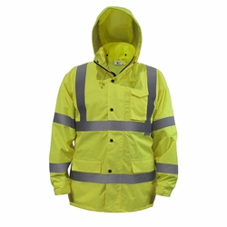 FRANK WINNE 68163 Jacket Rain Class 3 Lime w/ Reflective Strips 210 Denier Nylon/Oxford X-Large PER