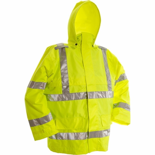 Frank Winne 68253 Jacket Rain Class 3 Lime W/ Reflective Strips 210 Denier Nylon/Oxford  5X-Large  P