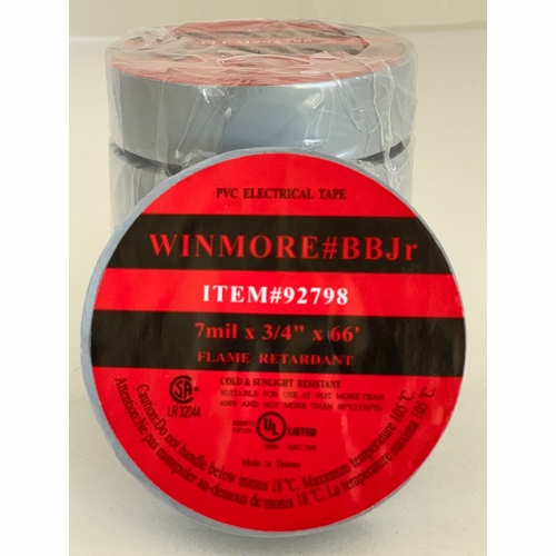 FRANK WINNE 92798 Tape Electrical Grey Premium All Weather 3/4 inch x 66 feet 100/Case
