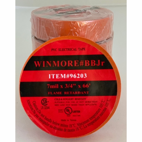 Frank Winne 96203 Tape Electrical Orange Premium All Weather 3/4 Inch X 66 Fee 100/Case