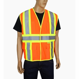 Frank Winne 96304 Vest  Orange Mesh Class 2 W/ Zipper Yellow/Silver Reflective Stripping Small Per E