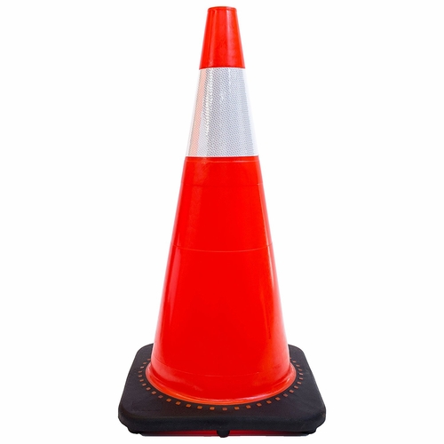 FRANK WINNE 96432 Traffic Cone 18 inch Orange Black Base With 6 inch Reflective Collar 3 lb Base