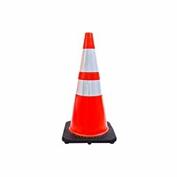 FRANK WINNE 96758 Traffic Cone 28 inch Orange Black Base with 2 Reflective Collars 5 lb Base 10 p