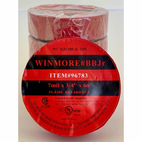 FRANK WINNE 96783 Tape Electrical Red Premium All Weather 3/4 inch x 66 feet 100/Case l