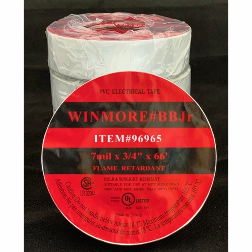 FRANK WINNE 96965 Tape Electrical White Premium All Weather 3/4 inch x 66 feet 100/Case