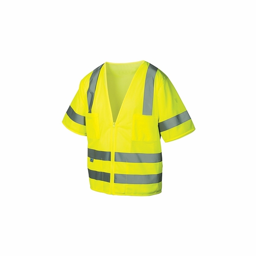 FRANK WINNE 97435 Vest Class 3 w/ Sleeves Tear-Away Lime Mesh w/Silver Reflective Stripe 4X-Large PE