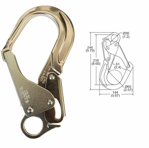 Frenchcreek 135A Snap Hooks & Carabiners Aluminum Locking Rebar Snap Hook, 2 1/2 Inch Gate Opening